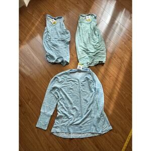 3 Champion Sweater Women Large Long Raglan Sleeve Round Neck Casual Blue Green